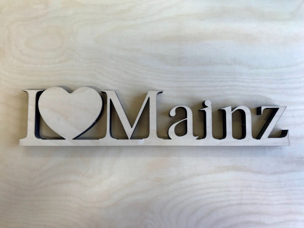 Holzschriftzug I Love Mainz
